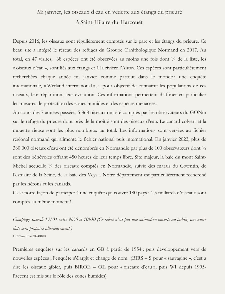 Texte fourni à la presse locale : l'idée, accrocher un petit site local à une opération prestigieuse (du moins qui le devient en utilisant quelques chiffres impressionnants). Le texte de la Manche libre n'a pas retenu la remarque sur le bénévolat. Une autre fois...