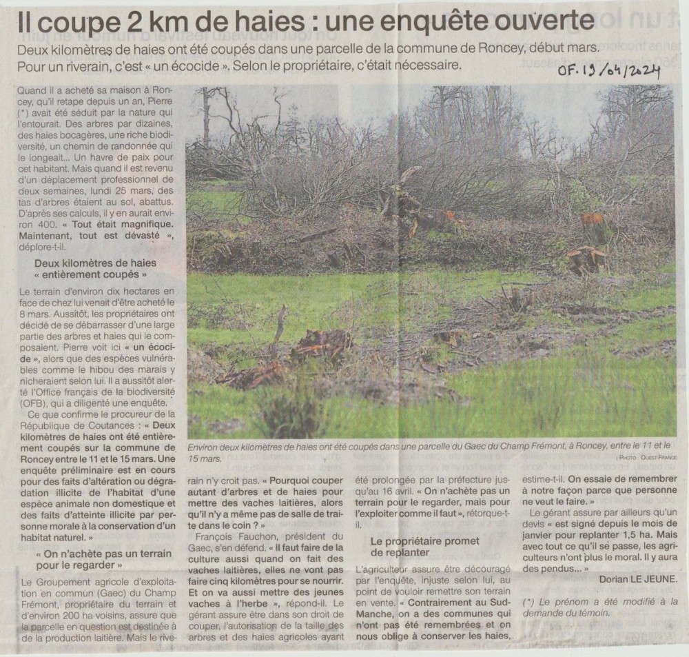 Ouest-France, édition du 19 avril 2024