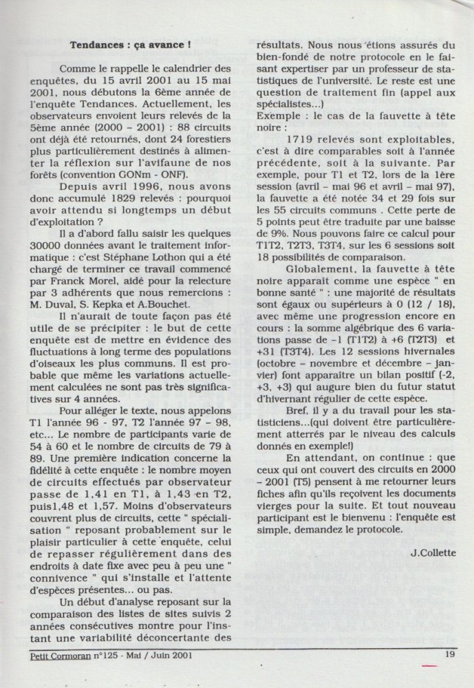 Le Petit Cormoran, n°125, mai-juin 2001,  p 19