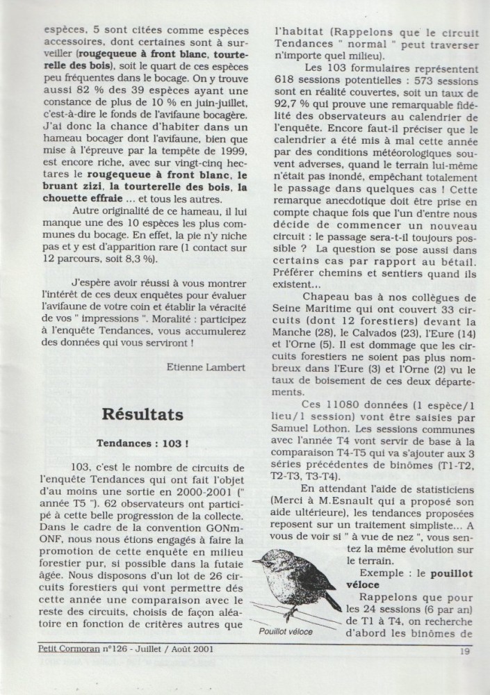 Le Petit Cormoran, n° 126, juillet-août 2001, p 19.