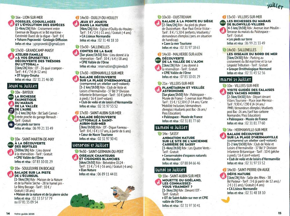 Escapades Nature 2026 (deux pages en exemple)