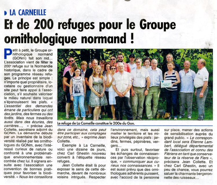 Article paru dans le journal ornais "L'Orne Combattante" le 31/07/2014