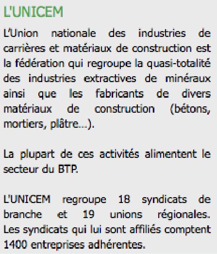 Texte de présentation de l'UNICEM.