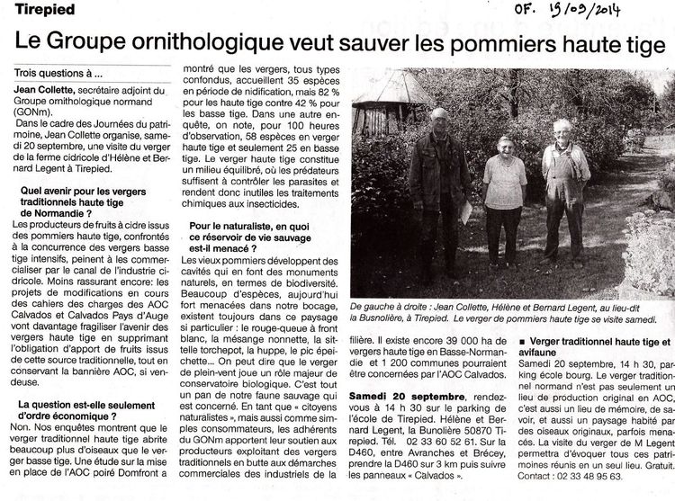 Interview de Jean Collette dans Ouest-France