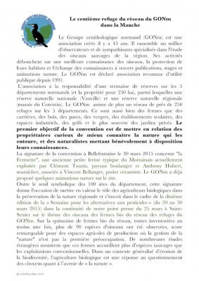 Le document distribué aux journalistes rappelle l'objectif des refuges et l'inscription de cette signature dans le cadre de la semaine pour les alternatives aux pesticides 2015