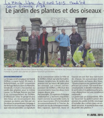 Un groupe d'adhérents du GONm était présent, venu manifester son intérêt et souligner la démarche de la municipalité. (présents de G à D :  Luc Loison, correspondant du refuge, Pierre Champeau, Sébastien Crase, Jean Collette, David Nicolas, maire d'Avranches, Andrée et Yves Lasquellec.