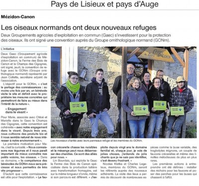 Extrait de Ouest-France page Pays d'Auge du samedi 16 janvier 2016