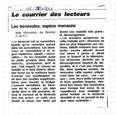 Ouest-France édition du 29 octobre 1991