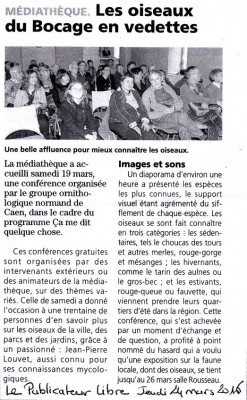 Article du Publicateur Libre