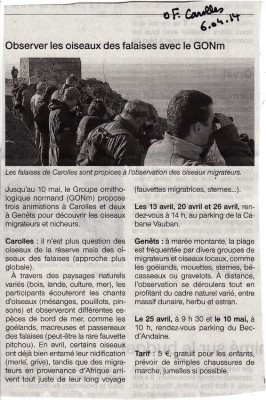 Annonce des animations en baie du Mont OF