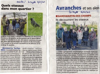 Deux animations du GONm sont rapportées dans la Gazette de la Manche.