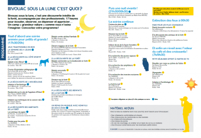 Programme des animations.