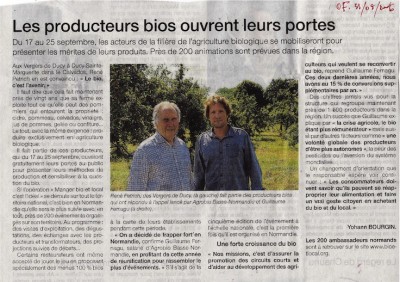 article Ouest-France du 31/08/2016