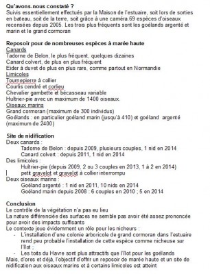 Extrait du bilan proposé en 2015 par G. Debout