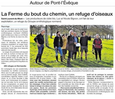 Article de Ouest-France Pays d'Auge.