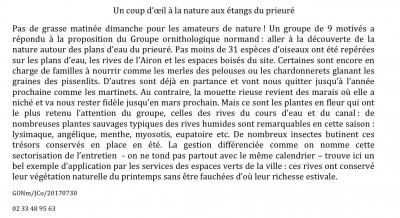 Le texte proposé à la presse locale