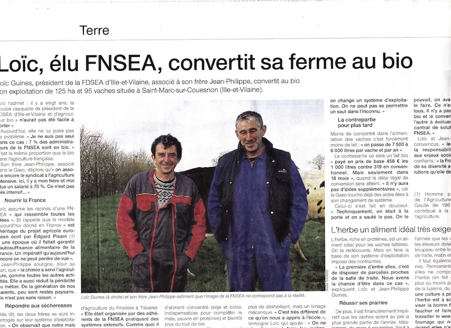 &quot;7% des administrateurs de la FNSEA sont en bio&quot;, la même proportion que le bio dans l'agriculture française. On aimerait le même calcul en surfaces.