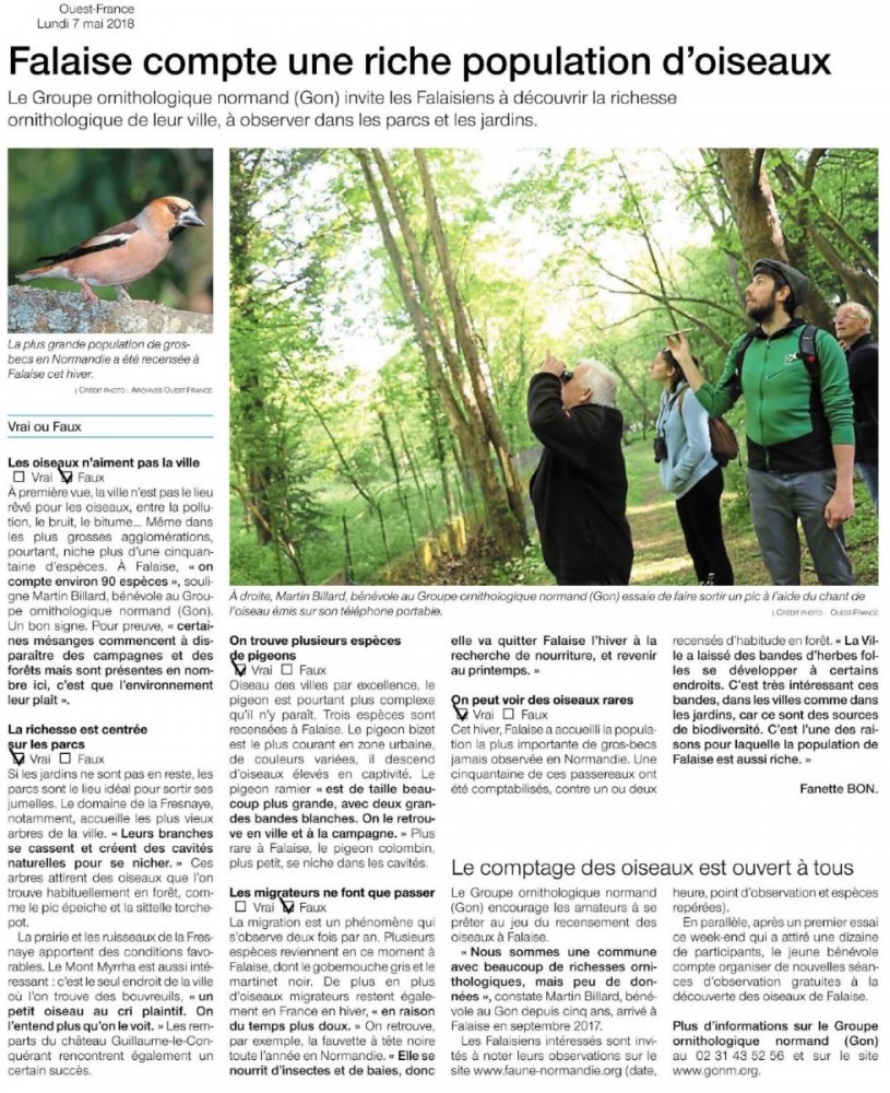 GONm.jpg (301.51 Kio) Vu 50009 fois Ouest-France Falaise - article animation Falaise du samedi 5 mai par Martin Billardred.jpg