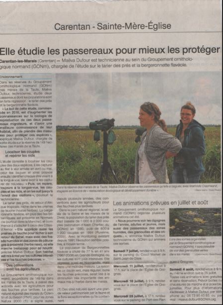 Cette semaine, dans la presse, on parle du GONm (Ouest-France)