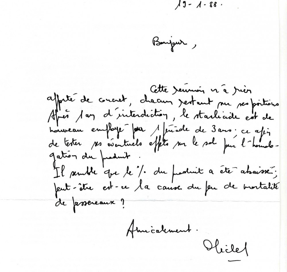 courrier de Michel Philippot rendant compte d'une énième réunion sur le traitement des dortoirs.