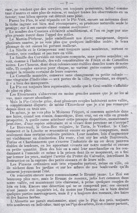 Page 2 - Hibou &quot;détruit sans pitié&quot;, pic vert &quot;malfaisant&quot;, tenderie au bouvreuil, tarin et chardonneret, il aura fallu du temps pour extirper ces racines de l'esprit de nos contemporains. Mais depuis, il n'y a plus la vingtaine de corneilles mantelées aux portes de la ville de Lisieux.