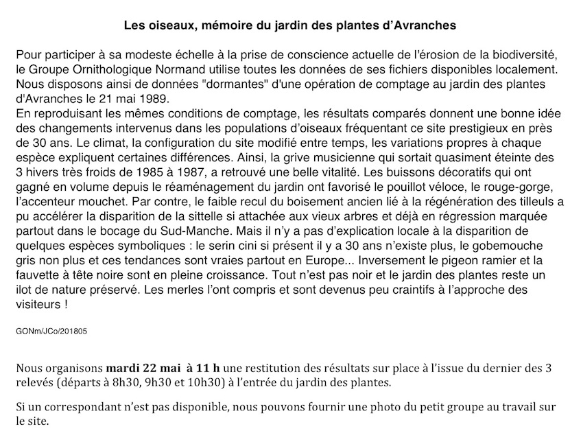 Texte d'invitation envoyé à la presse. Une visite préliminaire et les bonnes connaissances de Luc Loison (qui réalise un parcours Tendances sur le jardin) permettent d'annoncer quelques résultats pour attirer l'attention des journalistes locaux.