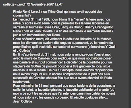 Commentaire extrait du site du GONm (Archives)