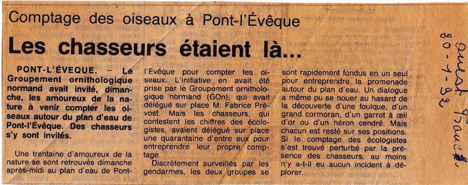 Ouest-France 20 janvier 1992.<br />&quot;Discrètement surveillés par les gendarmes...&quot;