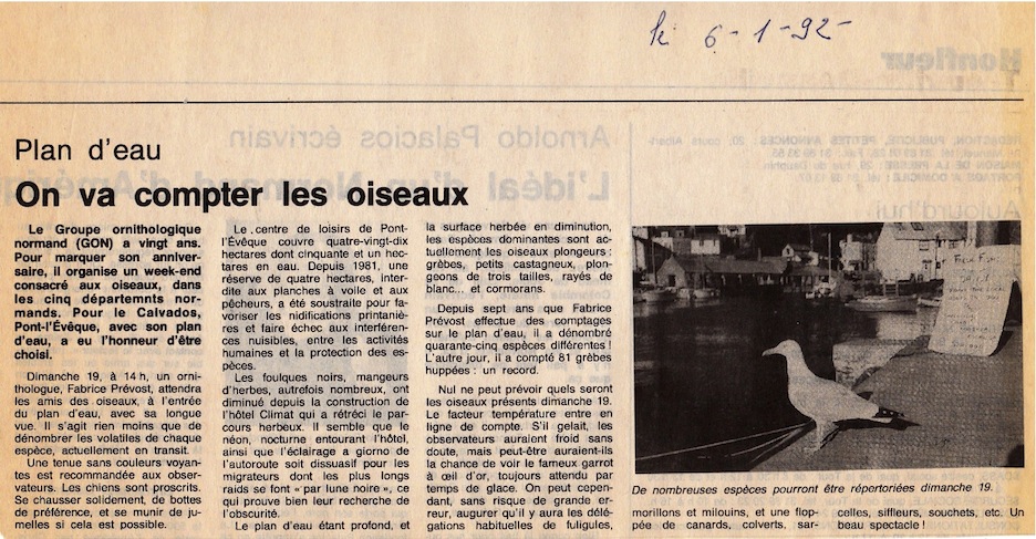 Ouest-France, 6 janvier 1992<br />Une réserve de 4 ha est citée.