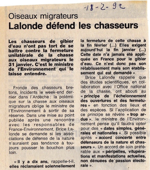 Ouest France, 18 février 1992. &quot;... péripéties, vitupérations et manifestations...&quot;