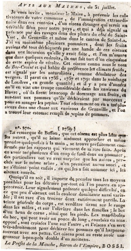 Journal du département de la Manche. Mercredi 1er août 1810. Actes administratifs. pages 1758-1759.