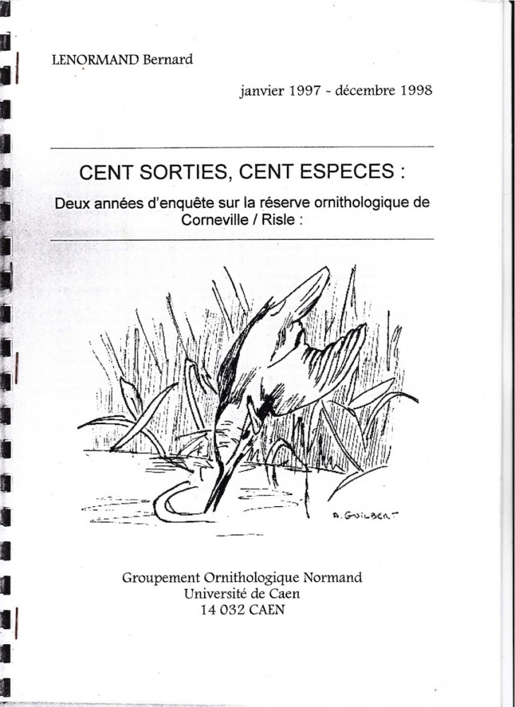 Premier bilan des données d'inventaire sur la réserve de Corneville, rédigé par B Lenormand à partir de ses observations.