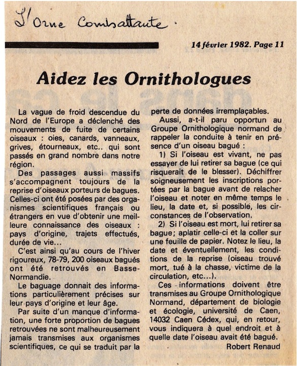 L'Orne combattante, 14 février 1982.