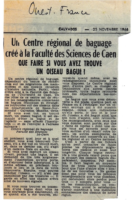 &quot;Ouest-France&quot;, noté de sa main par B Braillon