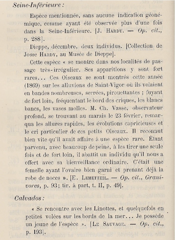 Page 323 - &quot;La linotte de montagne&quot; (linotte à bec jaune) : le récit de chasse d'un &quot;observateur profond&quot; rapporte comment le collectionneur Lemetteil reçoit un individu de l'espèce.