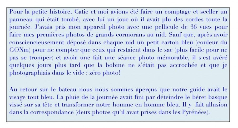 Copie du message de J. Rivière en commentaire du courrier reçu de BBr après la visite du 30 mai 1981 aux Iles Saint-Marcouf.