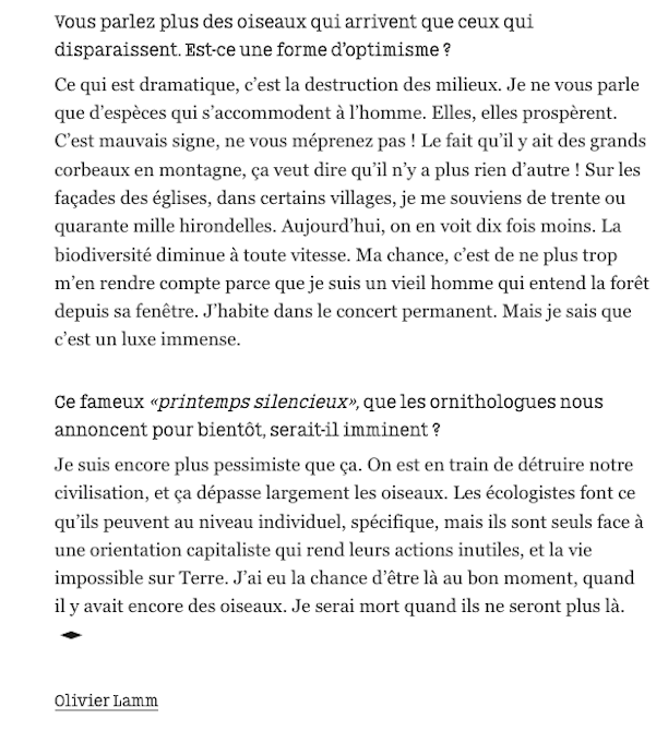 article en ligne; Libération, daté du 23 décembre 2018. O. Lamm.<br />Extrait, § final.