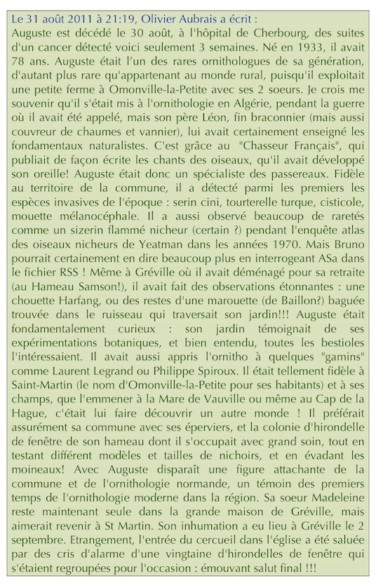 Texte d'Olivier Aubrais, publié dans le bulletin de liaison du GONm.