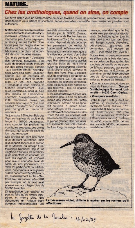 La Gazette de la Manche, 17 février 1989