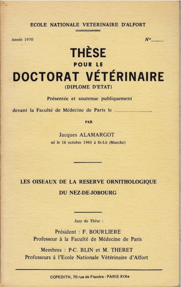 Page de couverture de la thèse de jacques Alamargot