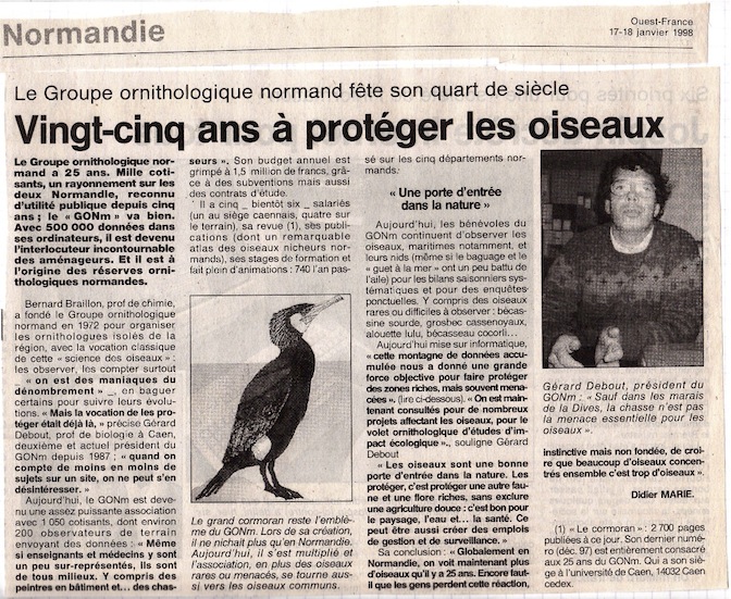Ouest-France, page Normandie, édition du 17 janvier 1998.
