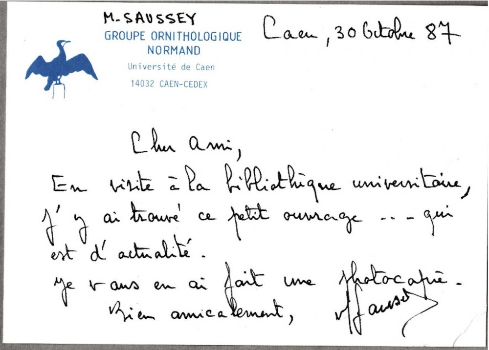 Carte de Michel Saussey, dernier maillon de la chaine!