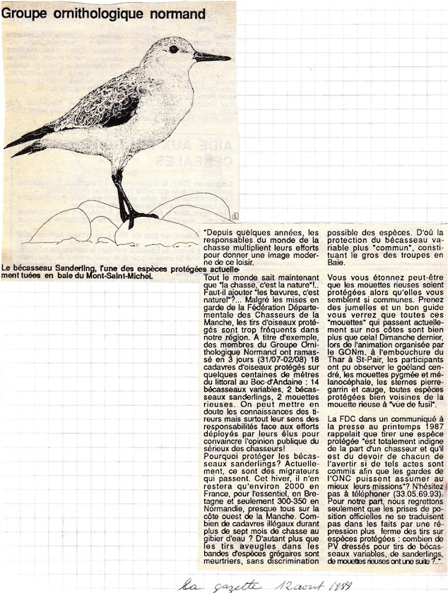 La Gazette de la Manche, 12 août 1988<br />Dessin J.F. Launay
