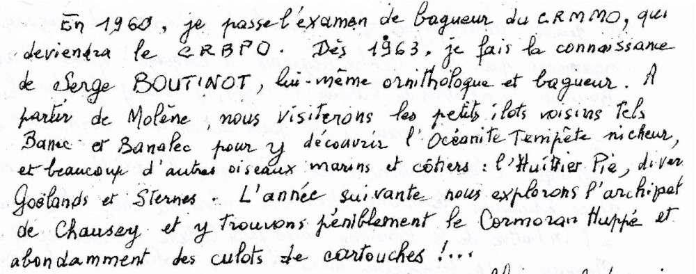 Courrier à J. Collette (21 février 2019)<br />Printemps 1964 : une activité hautement destructrice, les cartouches en sont la preuve. &quot;Trouver péniblement le cormoran huppé&quot; signifie que ces spécialistes de la découverte des nids prouvent par là que cette espèce est à l'époque un nicheur rare!...