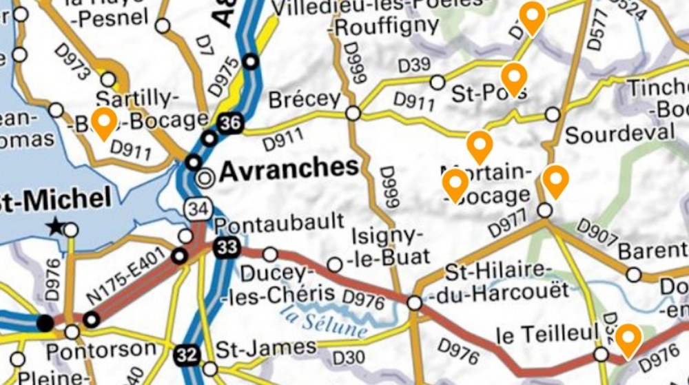 localisation des communes où le pic cendré est contacté au hasard des sorties locales: entre décembre 1971 et juin 1973, 58 dates concernent le bocage, le pic cendré est noté 23 fois soit lors de 40% des sorties. Même si l'échantillon est biaisé par &quot;l'attractivité&quot; de l'espèce, il est certain que je contacte plus de pics cendrés que de verts!