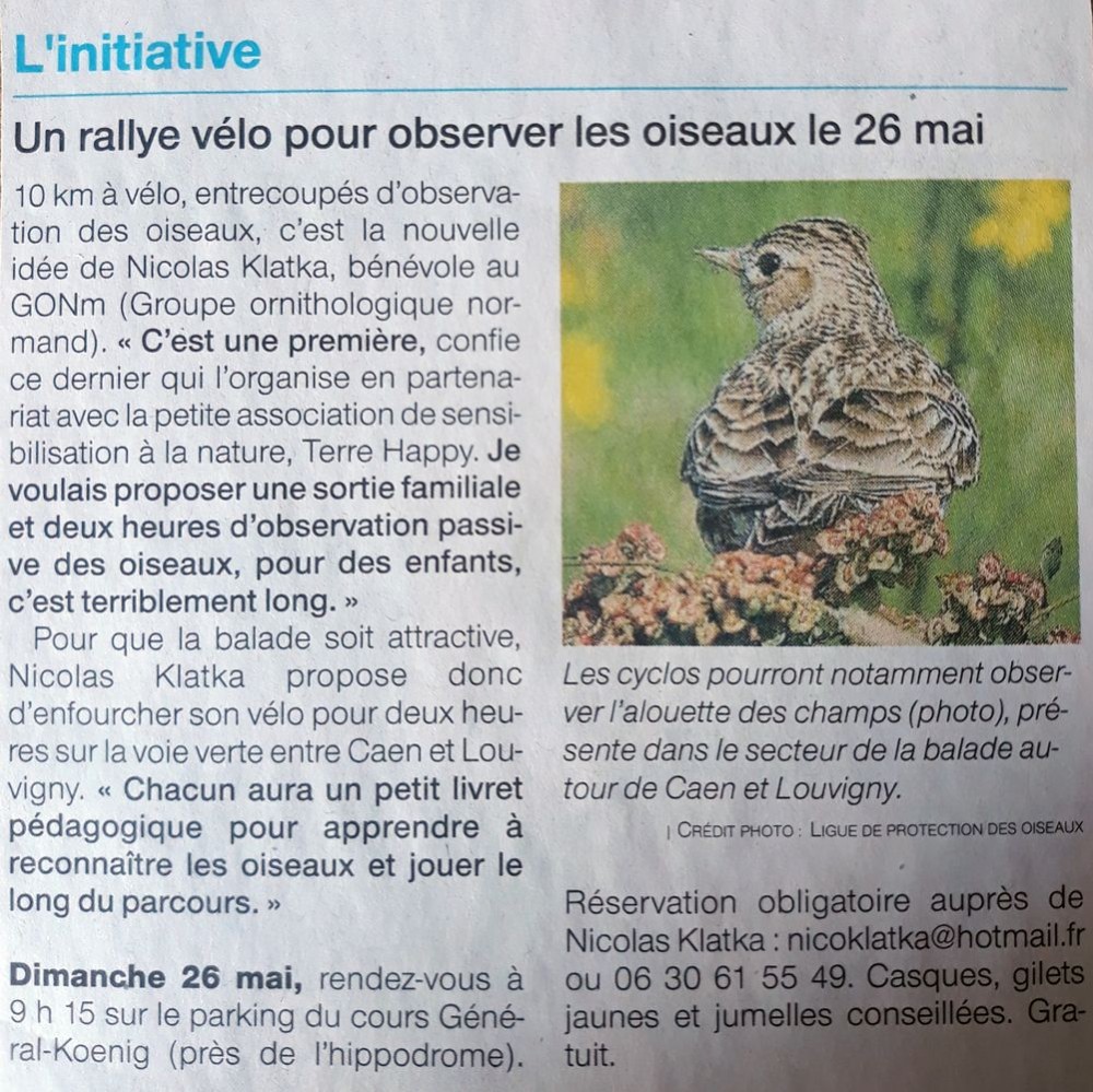 Vel'oiseauxCaenOF12_05_2019.jpg (238.71 Kio) Vu 8385 fois Ouest-France papier 12_05_2019