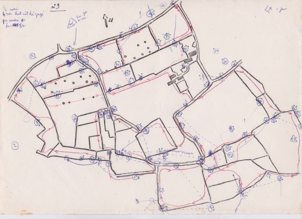 plan du relevé 16 mai 1973 à Barenton sur un quadrat de 20 ha.