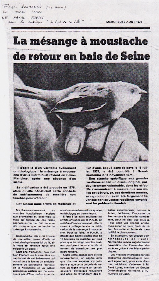 Article publié dans les journaux du Havre suite au courrier de René Loret. 2 août 1978.