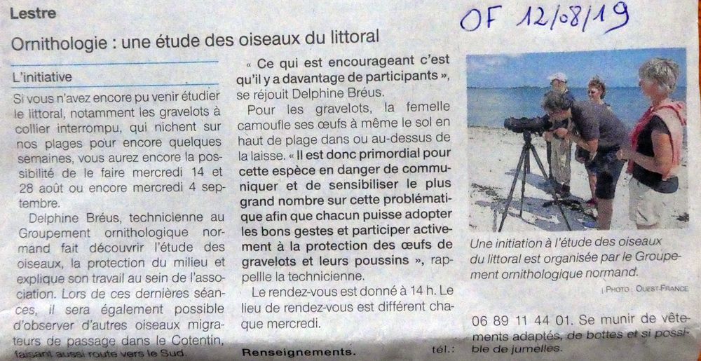 Ouest-France rubrique locale 12 août 2019