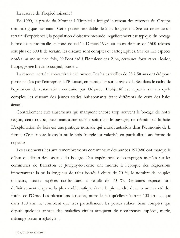 La réserve de Tirepied rajeunit .jpg (334.87 Kio) Vu 11631 fois Texte proposé à l'hebdomadaire La Manche Libre